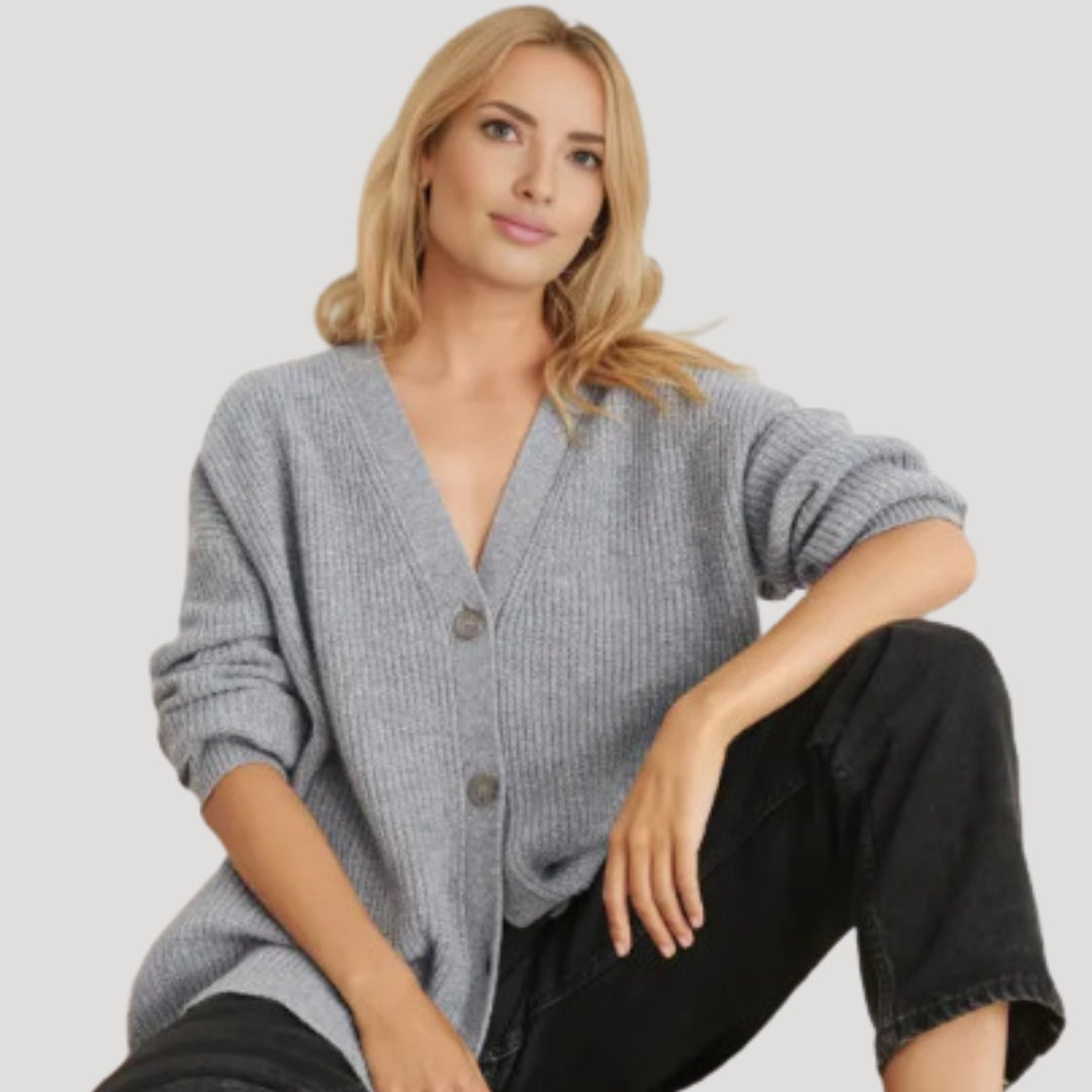 Dam överdimensionerad stickad lång vinterkardigan i mjuk kvalitet 2