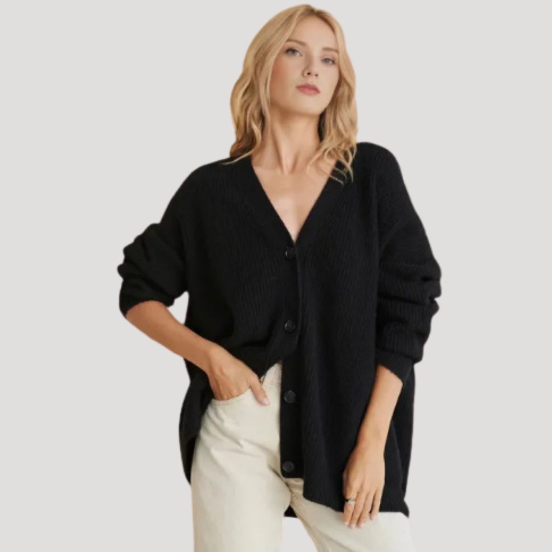 Dam överdimensionerad stickad lång vinterkardigan i mjuk kvalitet 3