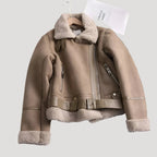 Dam oversize bikerjacka i PU-läder för vinter 0