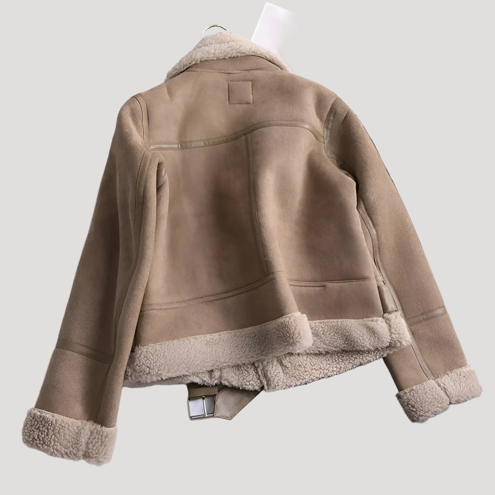 Dam oversize bikerjacka i PU-läder för vinter 3