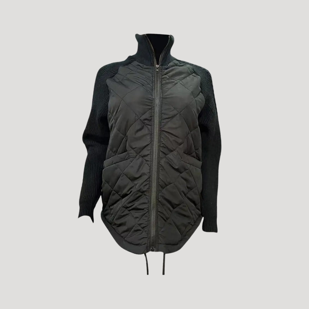 Dam quiltad vinterjacka med dragkedja och hög krage 4