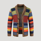Dam randig chunky stickad cardigan för vinter 0