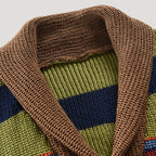Dam randig chunky stickad cardigan för vinter 2