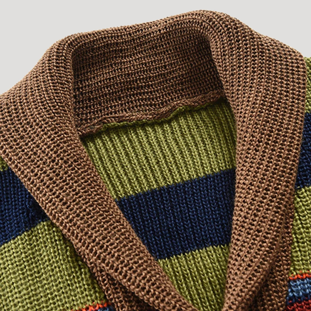 Dam randig chunky stickad cardigan för vinter 2