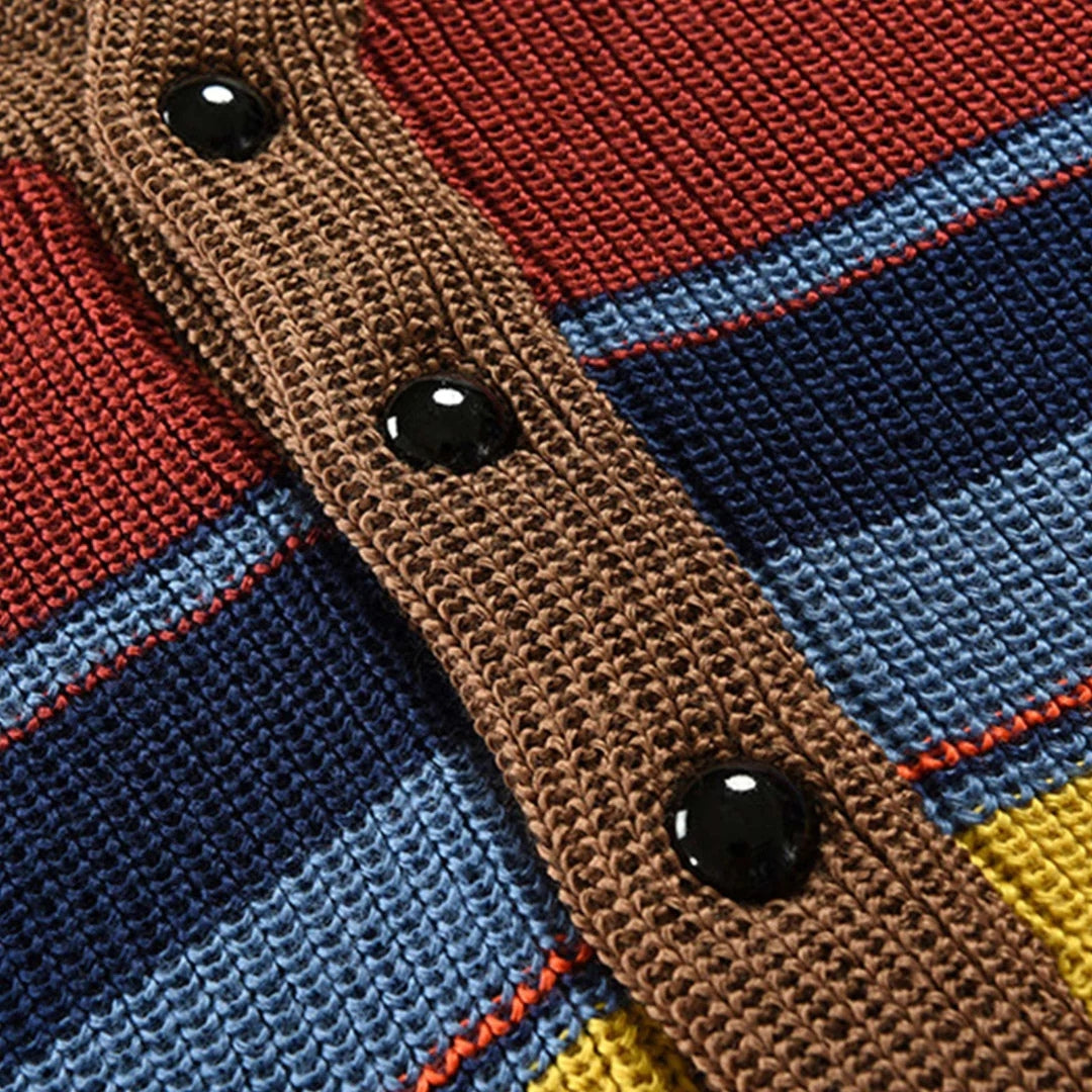 Dam randig chunky stickad cardigan för vinter 3