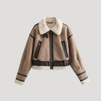 Dam shearling fodrad vinterjacka i konstläder för kalla dagar