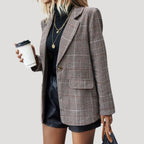 Dam skräddarsydd vinterblazer i ullblandning med rutmönster 2