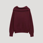 Dam stickad asymmetrisk vintertröja utan axlar 3