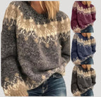 Dam stickad bomullströja med nordiskt mönster för vinter 4