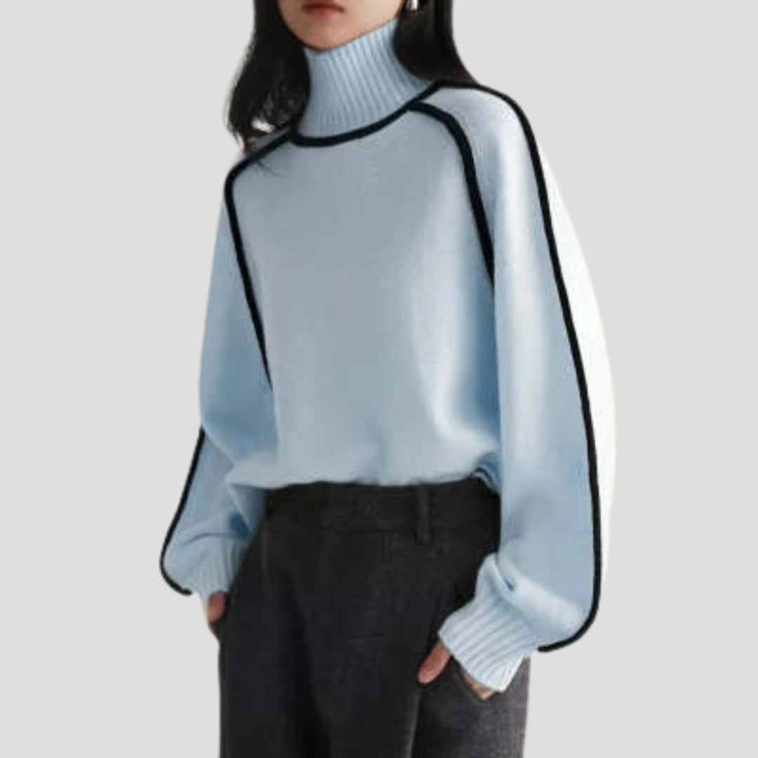 Dam stickad chunky rullhals vintertröja varm och mysig 5