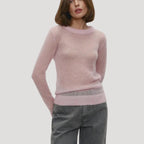 Dam stickad crewneck tröja i ren ull för alla säsonger 0