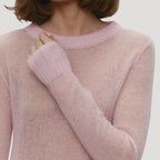 Dam stickad crewneck tröja i ren ull för alla säsonger 1