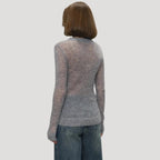 Dam stickad crewneck tröja i ren ull för alla säsonger 6