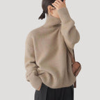 Dam stickad hög krage tröja för kyligt väder 2