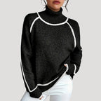 Dam stickad högkrage vintertröja mjuk och varm 3