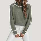 Dam stickad högkrage vintertröja mjuk och varm 5