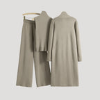 Dam stickad lång kofta med polokrage för vinter