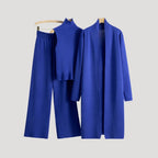 Dam stickad lång kofta med polokrage för vinter