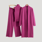 Dam stickad lång kofta med polokrage för vinter