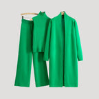 Dam stickad lång kofta med polokrage för vinter