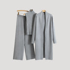 Dam stickad lång kofta med polokrage för vinter