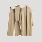 Dam stickad lång kofta med polokrage för vinter