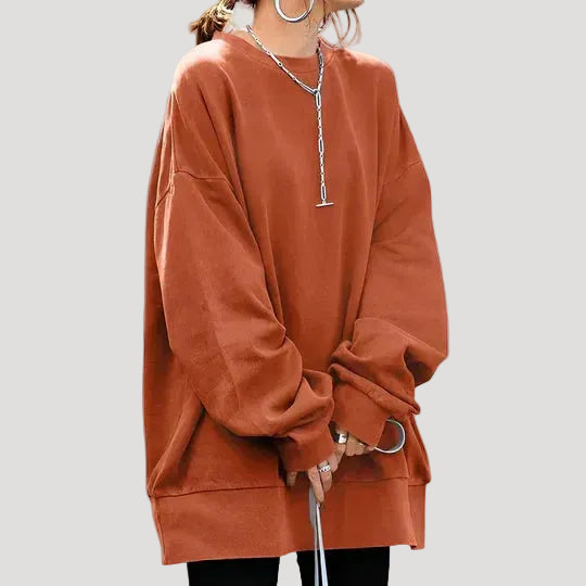 Dam stickad överdimensionerad tröja med sänkta axlar 4