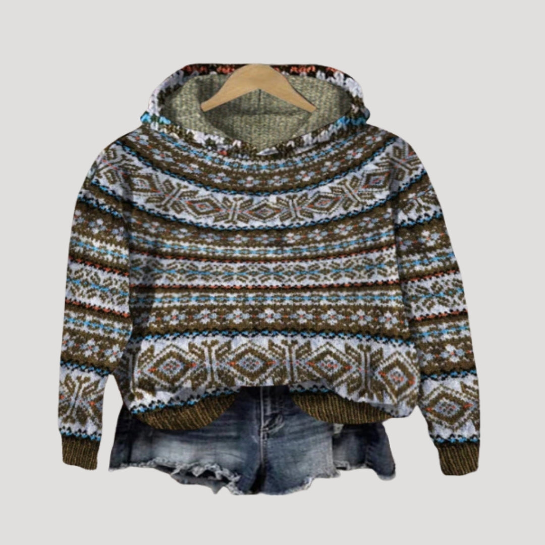 Dam stickad överdimensionerad vintertröja i avslappnad stil 3