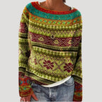 Dam stickad randig chunky vintertröja överdimensionerad 1