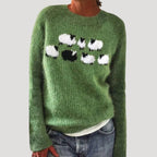 Dam stickad randig chunky vintertröja överdimensionerad 3