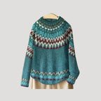 Dam stickad randig chunky vintertröja överdimensionerad 4