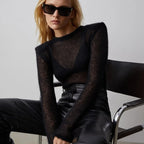 Dam stickad tröja i mohairblandning med lång ärm 5