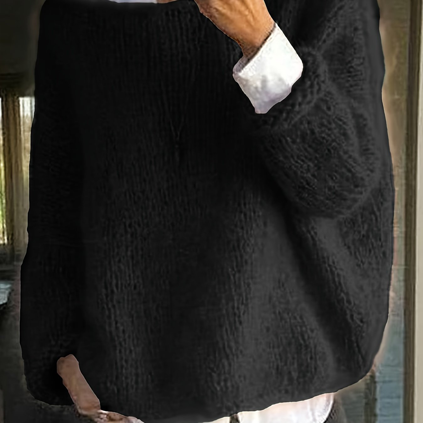 Dam stickad tröja långärmad rund hals casual för vår och höst 4