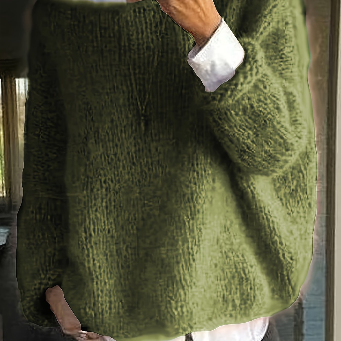 Dam stickad tröja långärmad rund hals casual för vår och höst 5