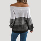 Dam stickad tröja med lång ärm och axelöppning 3