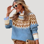 Dam stickad tröja överdimensionerad vintertröja med ribbade detaljer 2