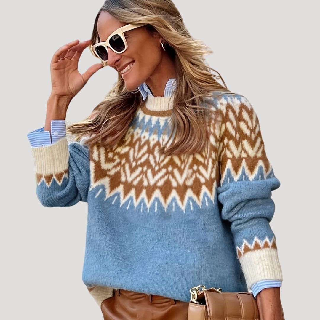 Dam stickad tröja överdimensionerad vintertröja med ribbade detaljer 2