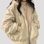 Dam teddy vinterjacka i fleece med dragkedja för vinter