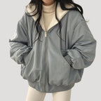 Dam teddy vinterjacka i fleece med dragkedja för vinter