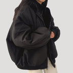 Dam teddy vinterjacka i fleece med dragkedja för vinter