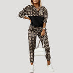 Dam träningsoverall set med hoodie och dragkedja