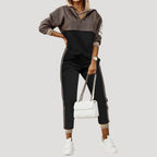 Dam träningsoverall set med hoodie och dragkedja