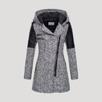 Dam tweed kappa med huva för vintermode 0