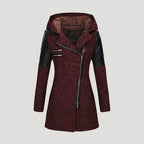 Dam tweed kappa med huva för vintermode 4