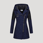 Dam tweed kappa med huva för vintermode 5