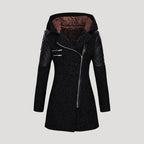 Dam tweed kappa med huva för vintermode 6