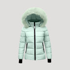 Dam vadderad lång vinterjacka med huva för kalla dagar