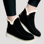 Dam vattentäta mocka ankelstövlar med pälsfoder vinter 0