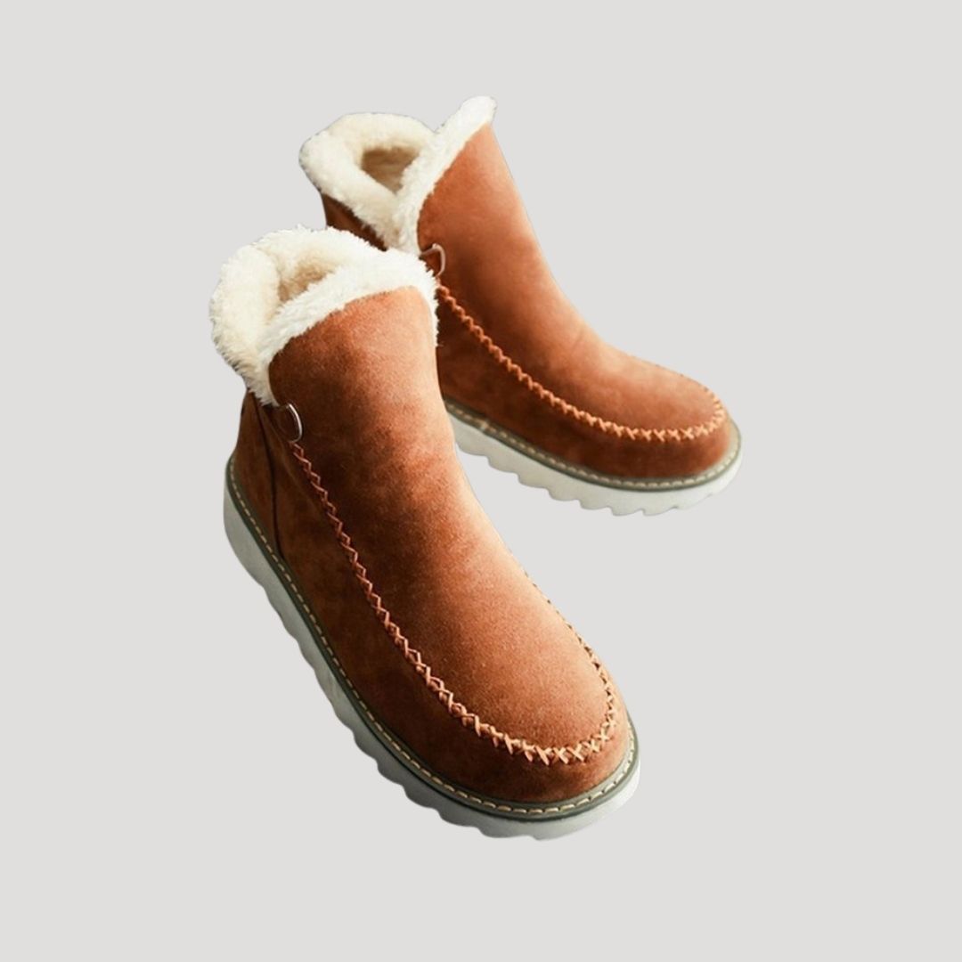 Dam vattentäta mocka ankelstövlar med pälsfoder vinter 7