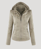 Dam vinterjacka med huva och justerbar passform 3